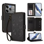 For Tecno Pova 6 5G / 6 Pro 5G Butterfly Love Flower Multi-card Zipper Wallet Leather Phone Case(Black)