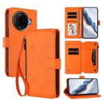 For Tecno Camon 30 Pro 5G Butterfly Love Flower Multi-card Zipper Wallet Leather Phone Case(Orange)