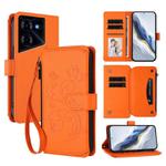 For Tecno Pova 5 Pro 5G Butterfly Love Flower Multi-card Zipper Wallet Leather Phone Case(Orange)