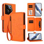 For Tecno Camon 20 Premier 5G Butterfly Love Flower Multi-card Zipper Wallet Leather Phone Case(Orange)