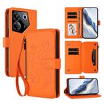 For Tecno Camon 20 Pro 5G Butterfly Love Flower Multi-card Zipper Wallet Leather Phone Case(Orange)