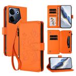 For Tecno Camon 20 4G / 20 Pro 4G Butterfly Love Flower Multi-card Zipper Wallet Leather Phone Case(Orange)