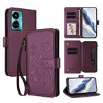 For Tecno Camon 19 / 19 Pro 5G Butterfly Love Flower Multi-card Zipper Wallet Leather Phone Case(Dark Purple)