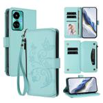For Tecno Camon 19 / 19 Pro 5G Butterfly Love Flower Multi-card Zipper Wallet Leather Phone Case(Mint Green)