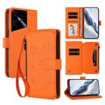 For Tecno Pova Neo 3 Butterfly Love Flower Multi-card Zipper Wallet Leather Phone Case(Orange)