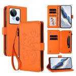 For Tecno Spark 10 5G Butterfly Love Flower Multi-card Zipper Wallet Leather Phone Case(Orange)