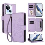 For Tecno Spark 10 5G Butterfly Love Flower Multi-card Zipper Wallet Leather Phone Case(Light Purple)