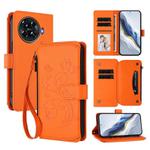 For Tecno Spark 20 Pro+ 4G Butterfly Love Flower Multi-card Zipper Wallet Leather Phone Case(Orange)