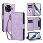 For Tecno Spark 20 Pro+ 4G Butterfly Love Flower Multi-card Zipper Wallet Leather Phone Case(Light Purple)