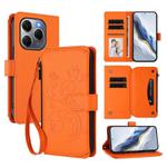 For Tecno Spark 20 Pro 5G Butterfly Love Flower Multi-card Zipper Wallet Leather Phone Case(Orange)