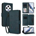 For Tecno Spark 30 4G Butterfly Love Flower Multi-card Zipper Wallet Leather Phone Case(Dark Green)