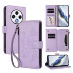 For Tecno Spark 30 4G Butterfly Love Flower Multi-card Zipper Wallet Leather Phone Case(Light Purple)