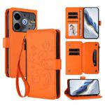 For Tecno Spark 30 5G / Pova 6 Neo 5G Butterfly Love Flower Multi-card Zipper Wallet Leather Phone Case(Orange)