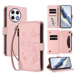 For Tecno Spark 30 Pro 4G Butterfly Love Flower Multi-card Zipper Wallet Leather Phone Case(Pink)