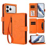 For Tecno Spark 40 4G Butterfly Love Flower Multi-card Zipper Wallet Leather Phone Case(Orange)