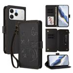 For Tecno Spark 40 4G Butterfly Love Flower Multi-card Zipper Wallet Leather Phone Case(Black)