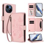 For Tecno Spark GO 2025 / 1S Butterfly Love Flower Multi-card Zipper Wallet Leather Phone Case(Pink)