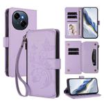 For Tecno Spark GO 2025 / 1S Butterfly Love Flower Multi-card Zipper Wallet Leather Phone Case(Light Purple)