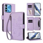 For Tecno Spark GO 2022 / 8C / 9 Butterfly Love Flower Multi-card Zipper Wallet Leather Phone Case(Light Purple)