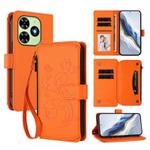 For Tecno Spark GO 2024 4G / 20 4G Butterfly Love Flower Multi-card Zipper Wallet Leather Phone Case(Orange)