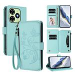 For Tecno Spark GO 2024 4G / 20 4G Butterfly Love Flower Multi-card Zipper Wallet Leather Phone Case(Mint Green)