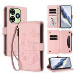 For Tecno Spark GO 2024 4G / 20 4G Butterfly Love Flower Multi-card Zipper Wallet Leather Phone Case(Pink)