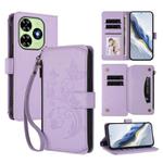 For Tecno Spark GO 2024 4G / 20 4G Butterfly Love Flower Multi-card Zipper Wallet Leather Phone Case(Light Purple)