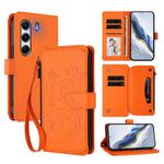 For Tecno Camon 40 Pro 4G Butterfly Love Flower Multi-card Zipper Wallet Leather Phone Case(Orange)