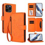 For BLU Bold K10 / G54 Butterfly Love Flower Multi-card Zipper Wallet Leather Phone Case(Orange)