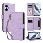 For BLU G53 Butterfly Love Flower Multi-card Zipper Wallet Leather Phone Case(Light Purple)
