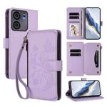For BLU View 5 Butterfly Love Flower Multi-card Zipper Wallet Leather Phone Case(Light Purple)