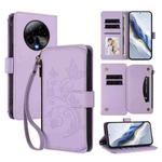For BLU Bold K50 Butterfly Love Flower Multi-card Zipper Wallet Leather Phone Case(Light Purple)