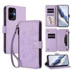 For Boost Mobile Celero 5G 2024 / 3 5G Butterfly Love Flower Multi-card Zipper Wallet Leather Phone Case(Light Purple)