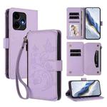 For Boost Mobile Celero 5G+ 2024 / 3+ 5G Butterfly Love Flower Multi-card Zipper Wallet Leather Phone Case(Light Purple)