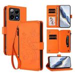 For Boost Mobile Summit 5G Butterfly Love Flower Multi-card Zipper Wallet Leather Phone Case(Orange)
