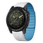 For Garmin 22mm xDfind Two Color Silicone Magnetic Watch Band(White Blue)