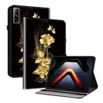 For Infinix Xpad GT Crystal Texture Painted Leather Tablet Case(Gold Butterfly Rose)