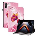 For Infinix Xpad GT Crystal Texture Colored Drawing Leather Tablet Case(Pink Butterflies)