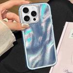 For iPhone 16 Pro 3 in 1 Diamond Lens Frame Quicksand Pattern Phone Case(Blue)