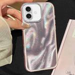 For iPhone 16 3 in 1 Diamond Lens Frame Quicksand Pattern Phone Case(Pink)