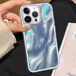 For iPhone 13 Pro Max 3 in 1 Diamond Lens Frame Quicksand Pattern Phone Case(Blue)
