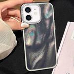 For iPhone 12 3 in 1 Diamond Lens Frame Quicksand Pattern Phone Case(Black)