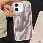 For iPhone 11 3 in 1 Diamond Lens Frame Quicksand Pattern Phone Case(Pink)