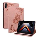 For Infinix Xpad GT Butterfly Flower Embossed Leather Tablet Case(Rose Gold)