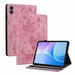 For Infinix Xpad 20 Butterfly Rose Embossed Leather Tablet Case(Pink)