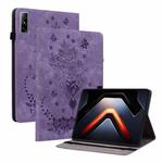 For Infinix Xpad GT Butterfly Rose Embossed Leather Tablet Case(Purple)