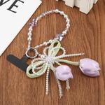 Lace Bead Chain Phone Anti-lost Short Lanyard(Purple)