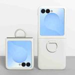For Samsung Galaxy Z Flip7 5G Large Window Ring Holder Skin Feel PC Phone Case(White)