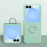 For Samsung Galaxy Z Flip7 5G Large Window Ring Holder Skin Feel PC Phone Case(Light Green)