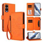 For Cricket Debut S3 Butterfly Love Flower Multi-card Zipper Wallet Leather Phone Case(Orange)